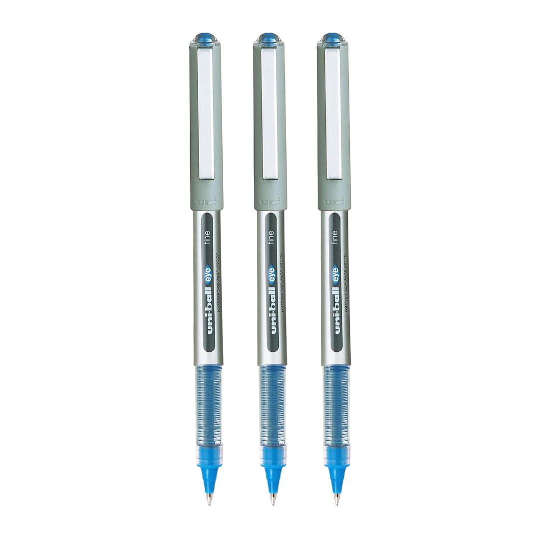 Uni-Ball Eye UB157 Roller Ball Pens | 0.7mm Fine Tip | Blue Ink | Pack of 3