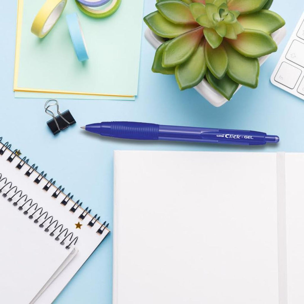 Uni-Ball Click Gel XSGR7 Pens | Blue Ink | Smooth Writing | Pack of 12