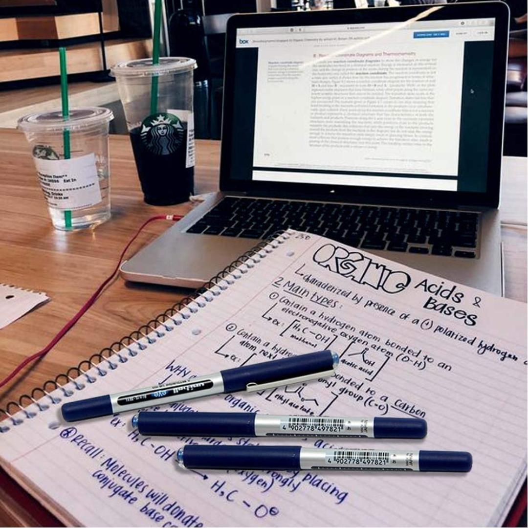 Uni-Ball Eye UB150 Roller Ball Pens | Micro Tip | Blue Ink | Pack of 3