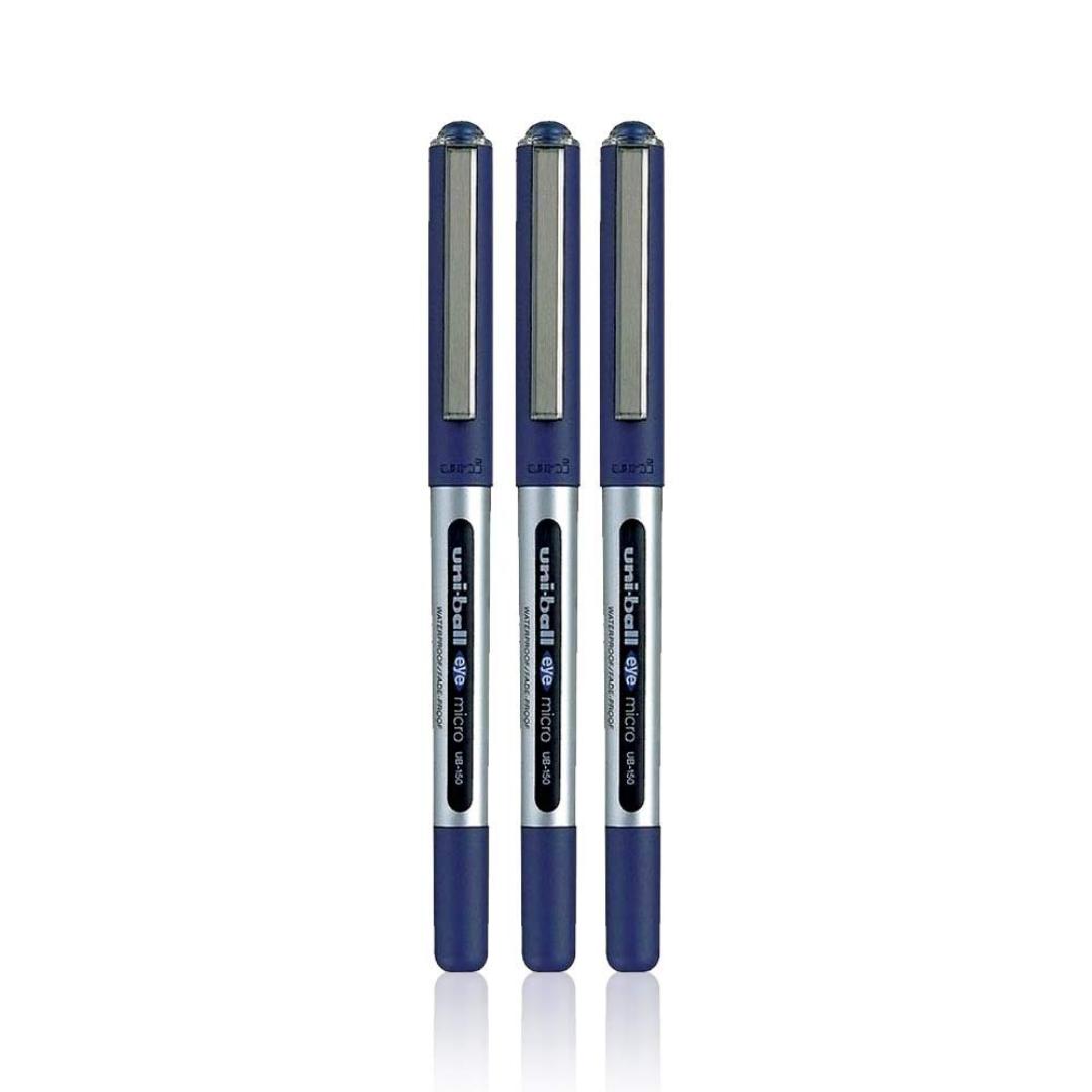 Uni-Ball Eye UB150 Roller Ball Pens | Micro Tip | Blue Ink | Pack of 3