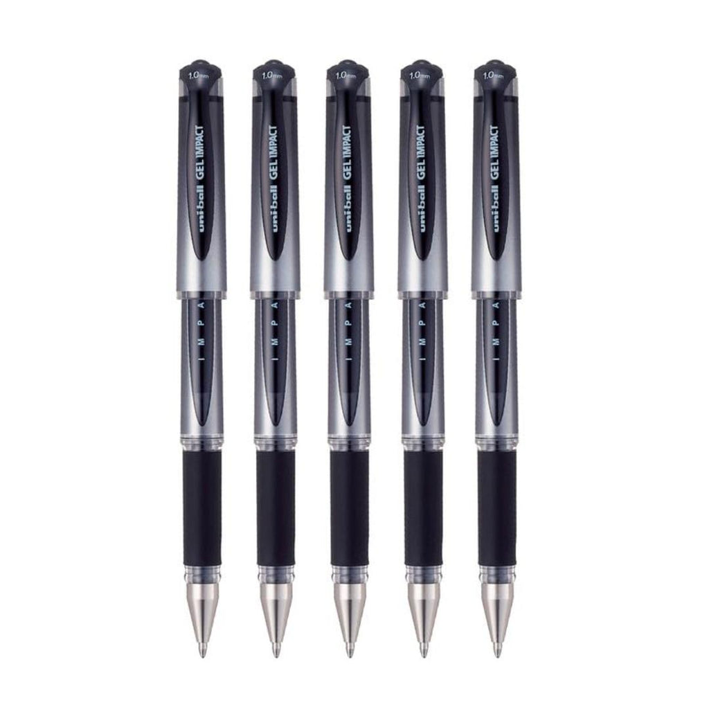 Uni-Ball Gel Impact UM-153S Pens  | Black Ink | Smooth Writing | Pack of 5