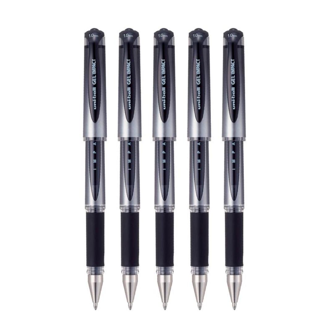 Uni-Ball Gel Impact UM-153S Pens  | Black Ink | Smooth Writing | Pack of 5