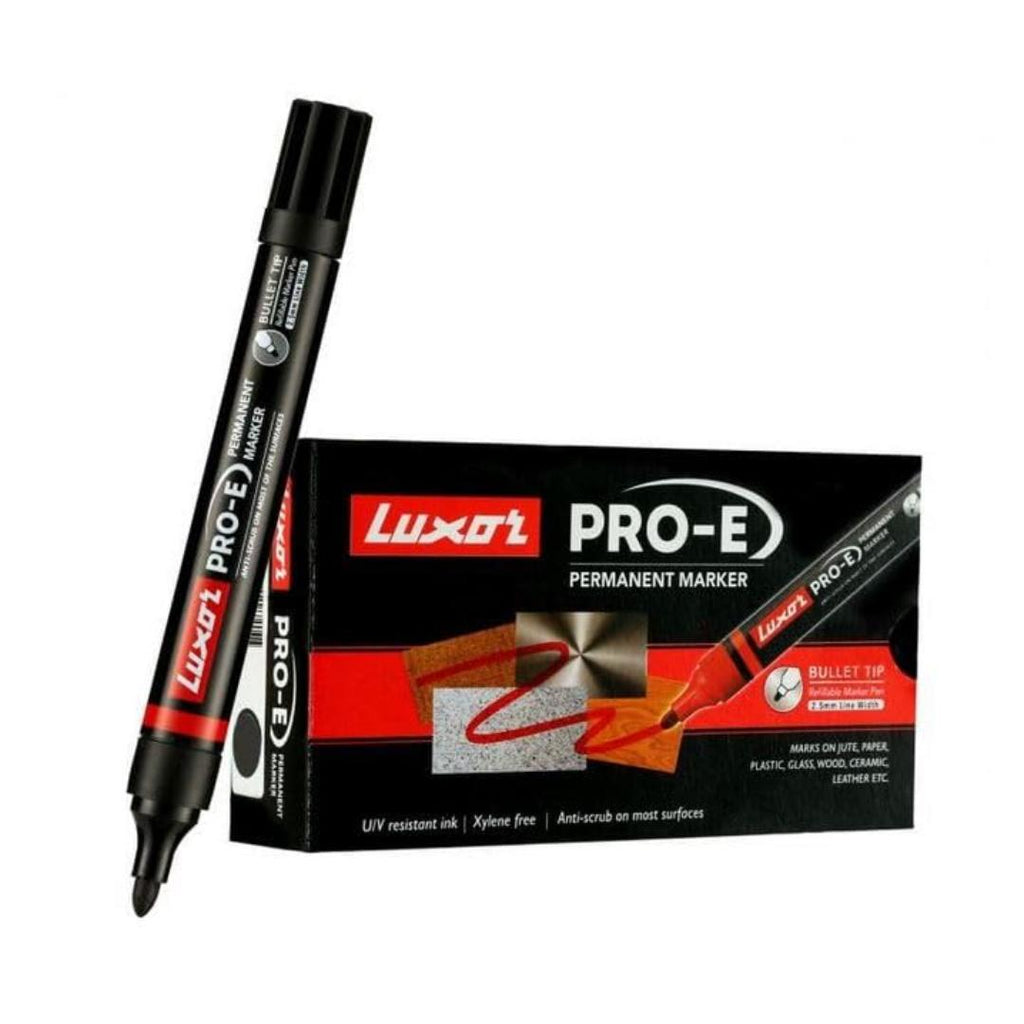 Luxor Permanent Marker 1884 Pro-E | Black Ink | Refillable Markers | Pack of 50
