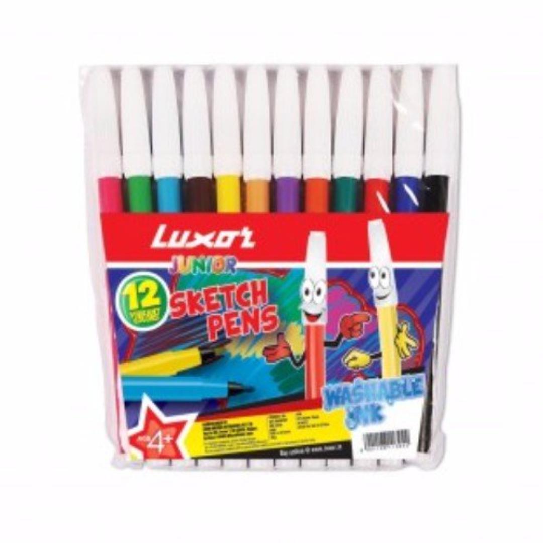 Luxor Sketch Pens | 12 Assorted Colours | Smooth & Vibrant Ink | 30 Packs of 12