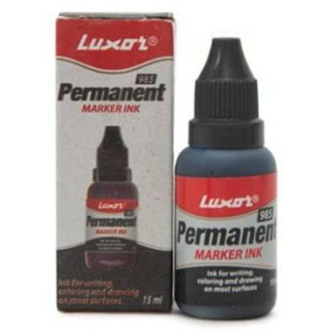 Luxor Permanent Marker Ink | Black Refillable Ink | 15ml Bottles | Pack of 10