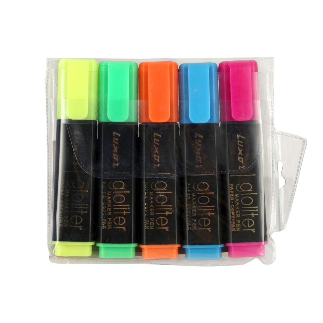 Luxor 886 N Highlighters | Multicolor | Smooth Fluorescent Ink | Set of 5