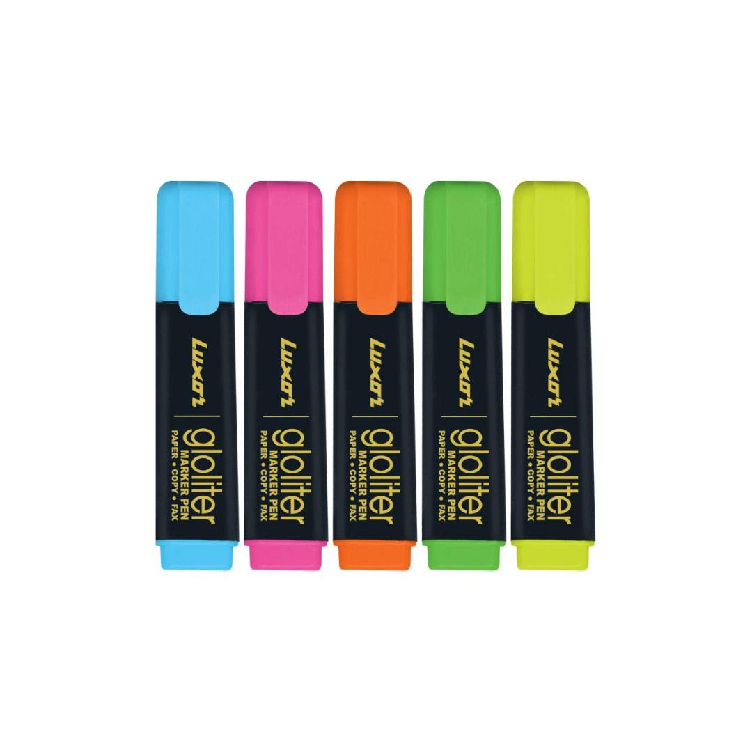 Luxor 886 N Highlighters | Multicolor | Smooth Fluorescent Ink | Set of 5