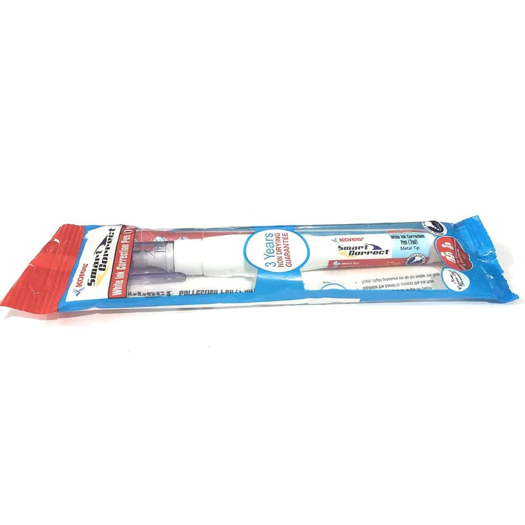 Kores Smart Correct White Ink Correction Pen | 7 ml Metal Tip ( Pack of 10 )