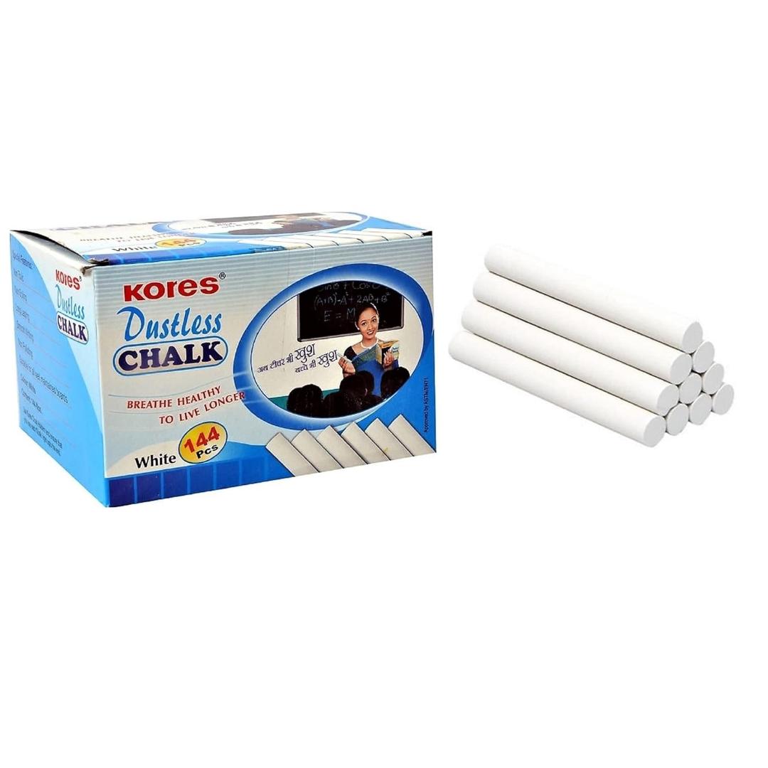 Kores Dustless Chalk | White 12 Sticks per Box (Pack of 10)