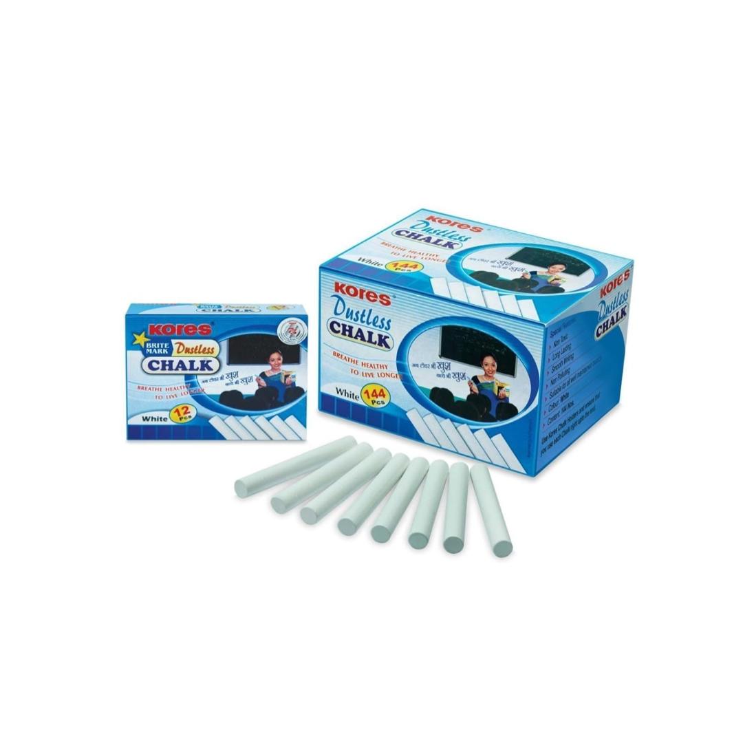 Kores Britemark Dustless Chalk | White, 144 Sticks per Box (Case of 18)