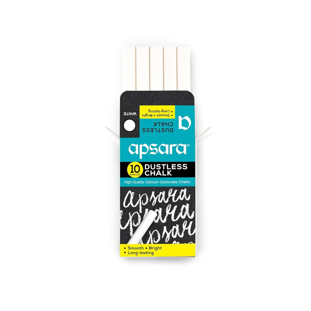 Apsara White Dustless Chalks | 10 Sticks Non-Toxic & Board Friendly