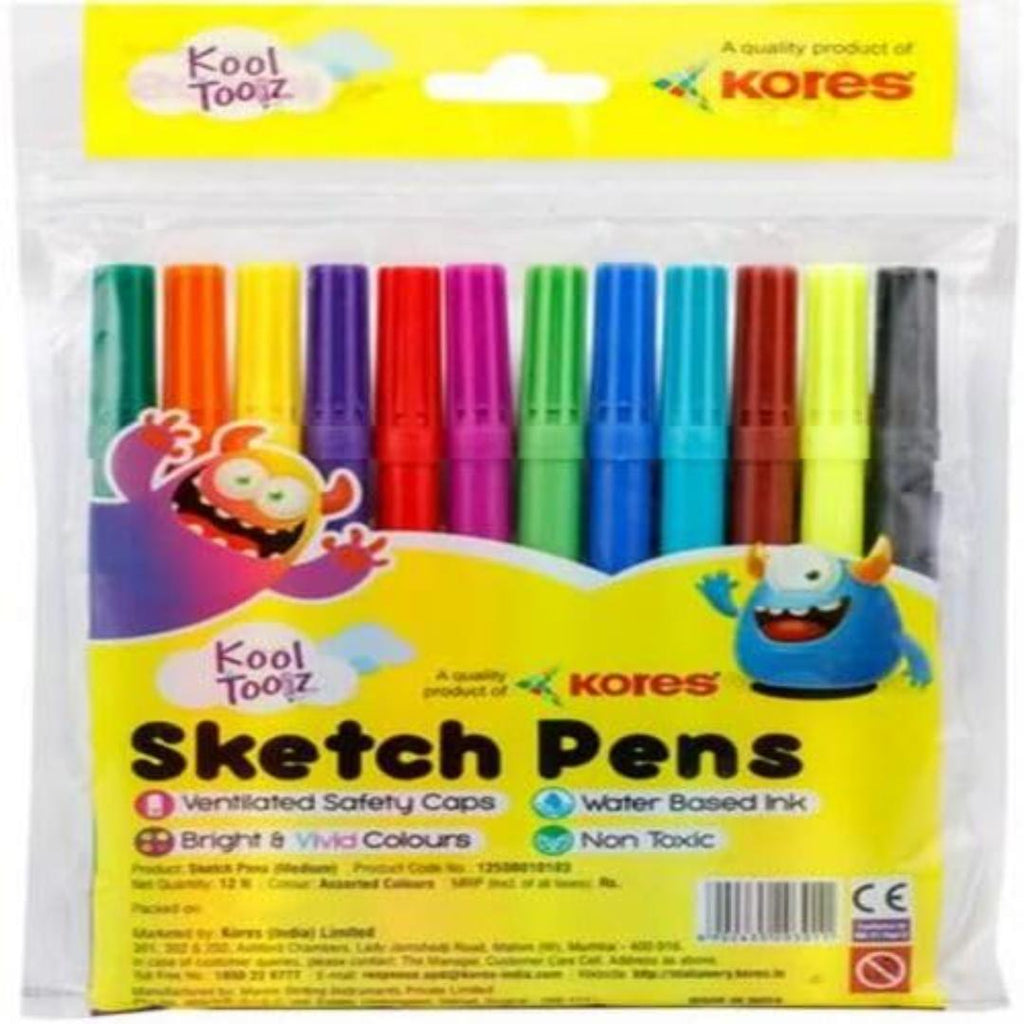 Kores Sketch Pens | 12 Shades Multicolor (Pack of 5 Sets, 60 Pens)