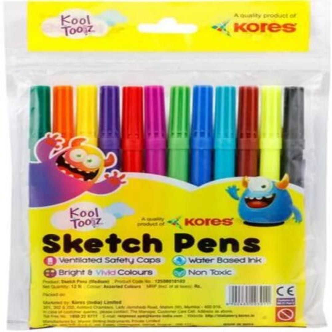 Kores Sketch Pens | 12 Shades Multicolor (Pack of 20 Sets)