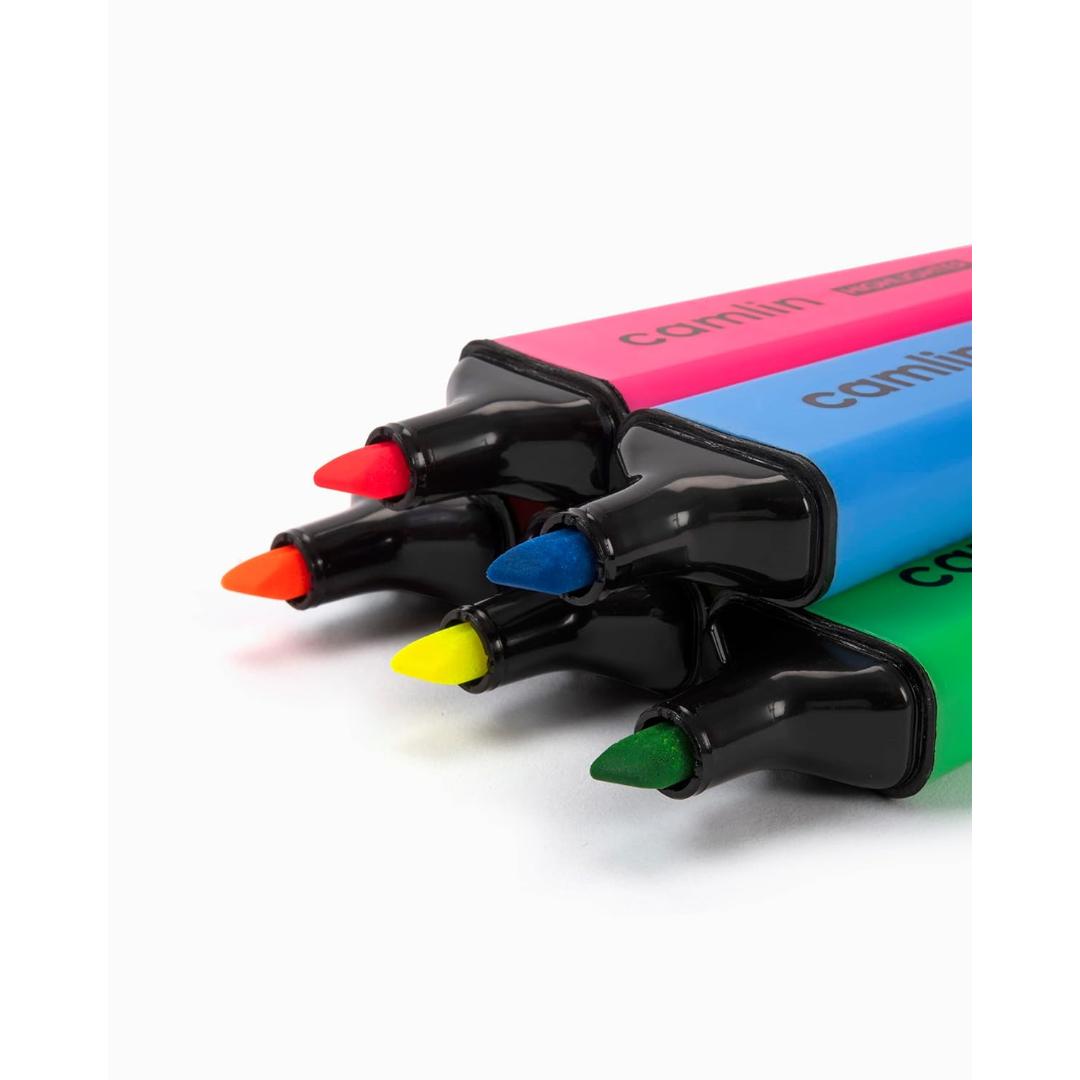 Camlin Highlighter Pens | 5 Shades Multicolor Set, Chisel Tip