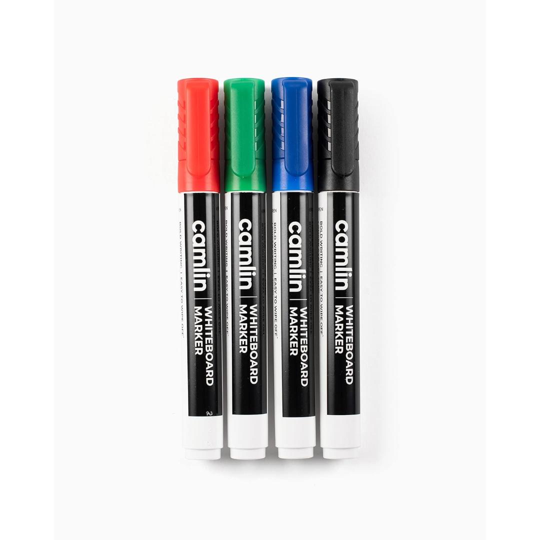 Camlin Kokuyo PB Whiteboard Markers | Refillable Multicolor Pack of 4