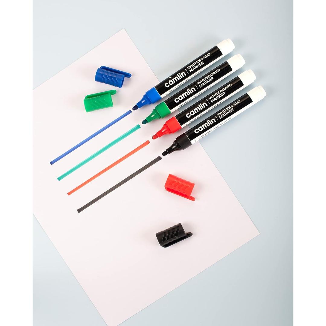 Camlin Kokuyo PB Whiteboard Markers | Refillable Multicolor Pack of 4