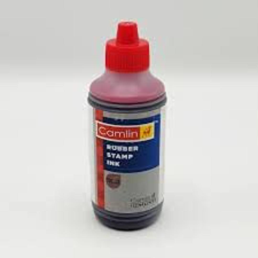 Camlin Kokuyo Rubber Stamp Ink | Red Color, 25 ml & 100 ml Bottles