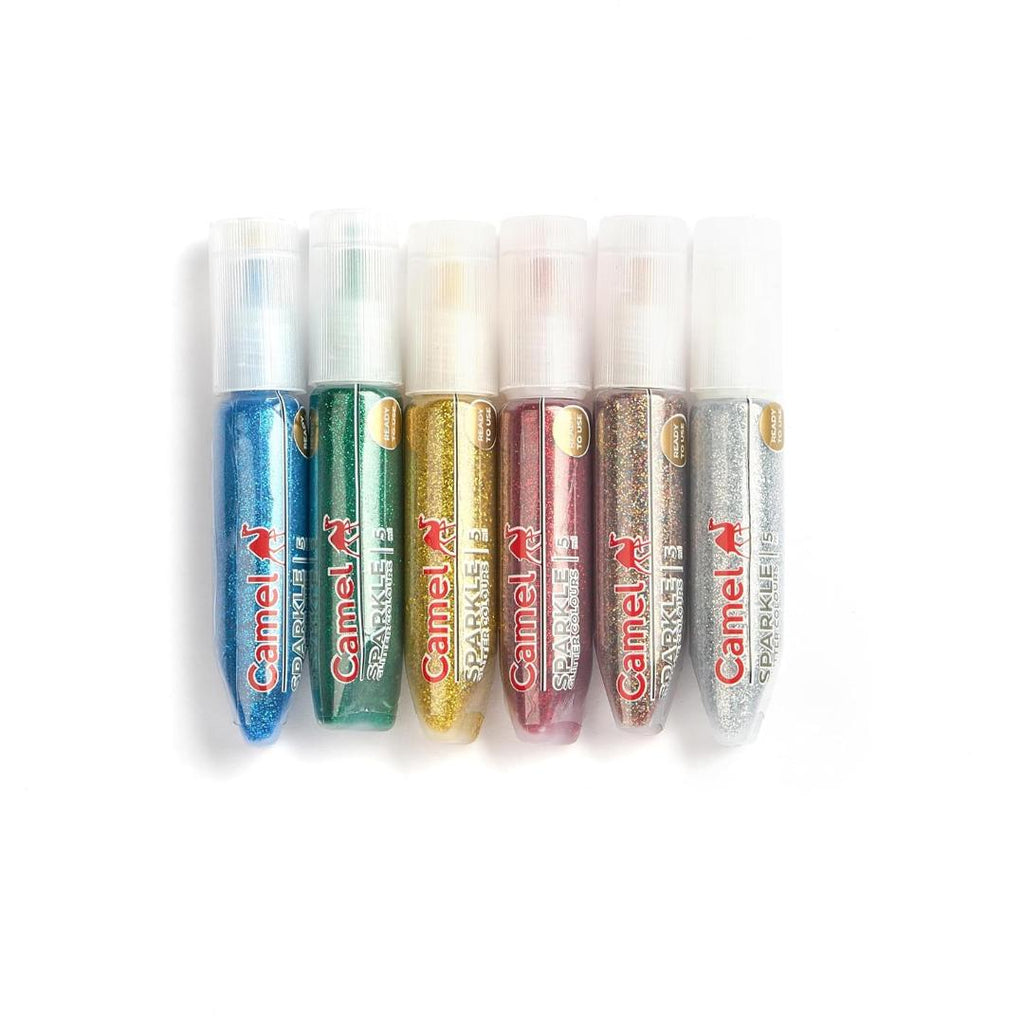 Camel Kokuyo Sparkle Colors | 5 ml Tubes, 6 Shades Multi Finish Set