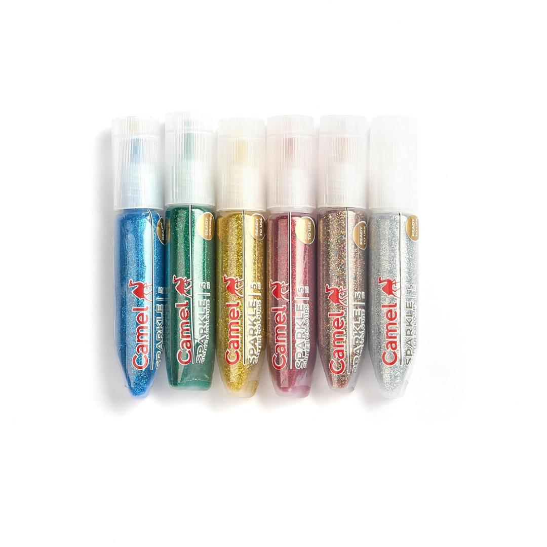 Camel Kokuyo Sparkle Colors | 5 ml Tubes, 6 Shades Multi Finish Set