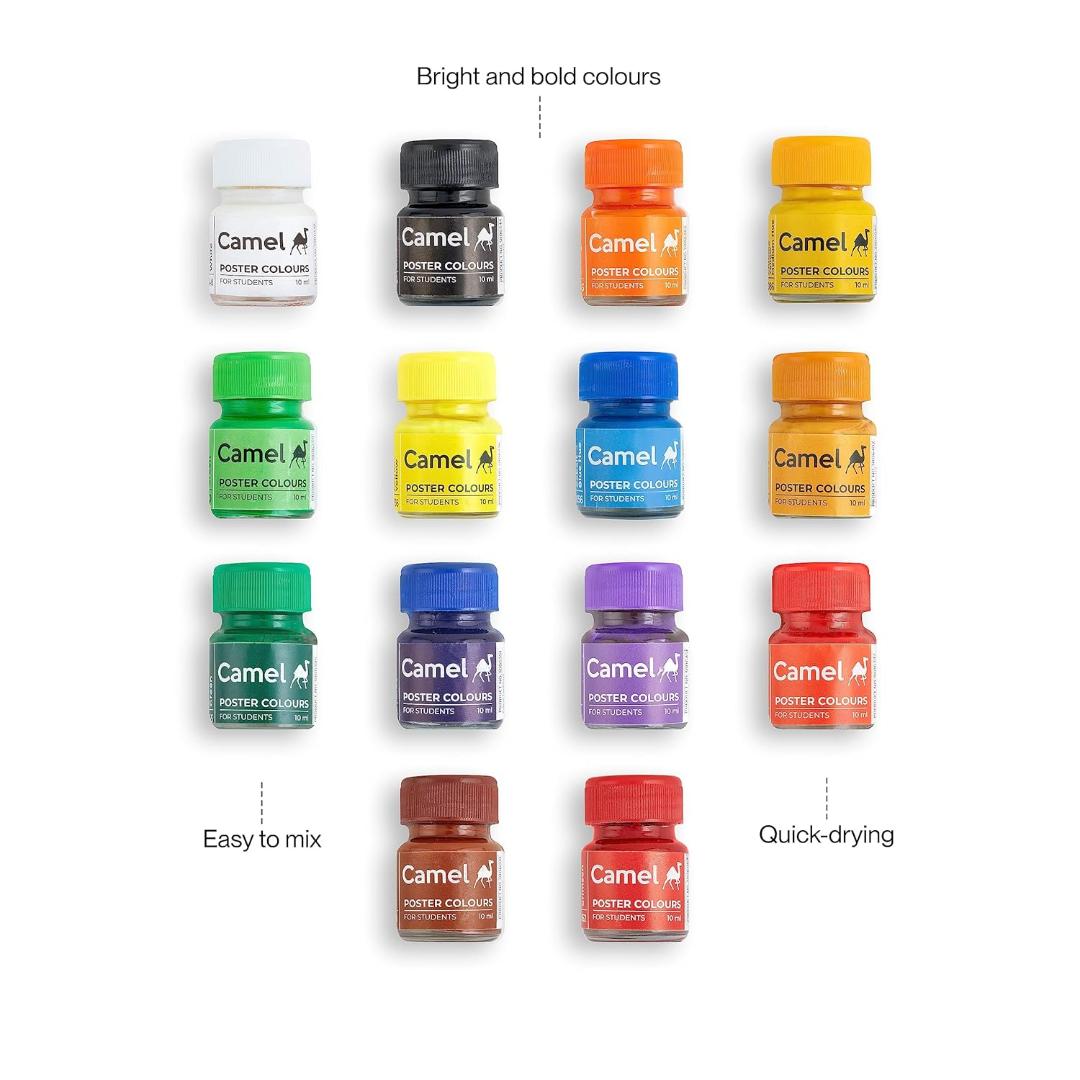 Camel Camlin Kokuyo Student Poster Colours | 14 Shades × 10 ml Tubes