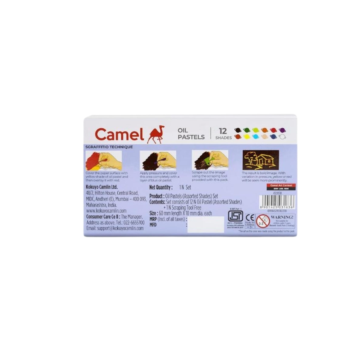 Camel Oil Pastels | 12 Shades with Scraping Tool & Art Contest Coupon