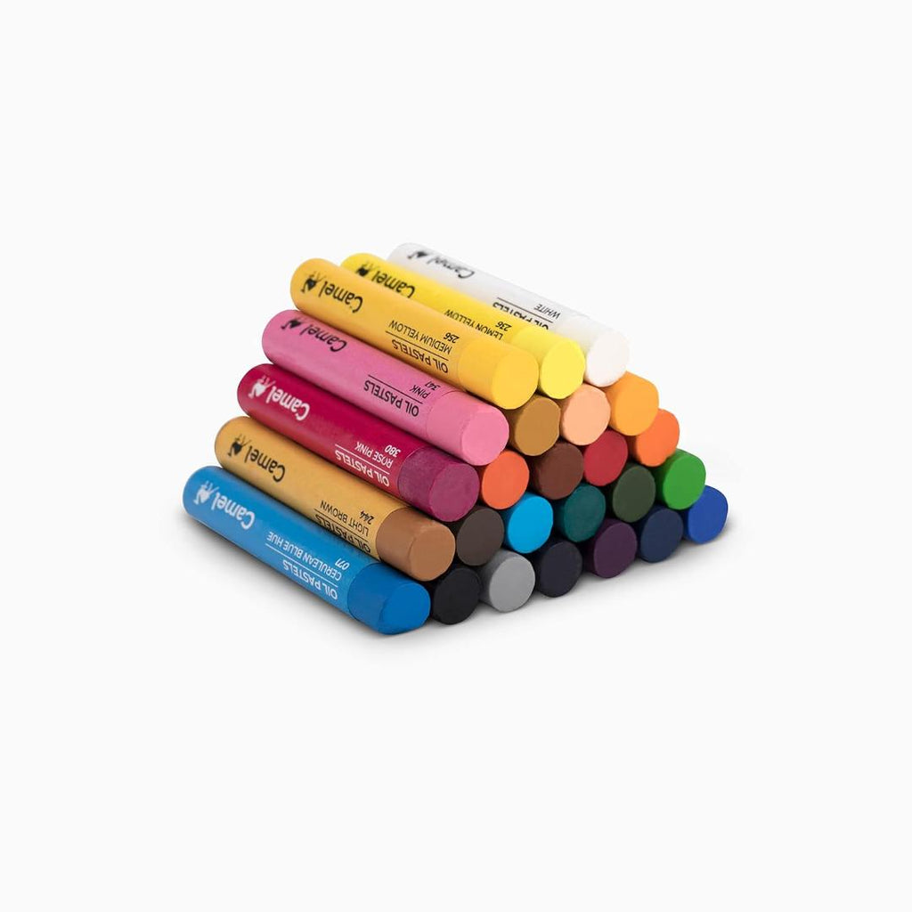 Camel Oil Pastels | 25 Shades with Scraping Tool & Drawing Pencil