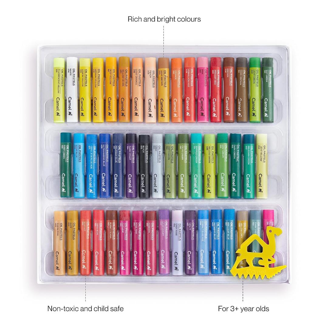 Camlin Kokuyo Oil Pastels | 50 Shades with Scraping Tool & Art Contest Coupon