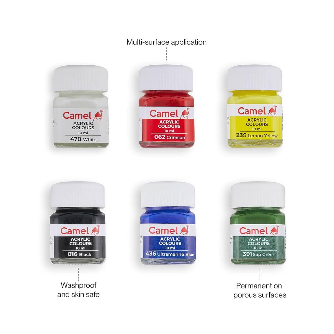 Camlin Kokuyo Fabrica Acrylic Ultra Colours | 10 ml × 6 Shades Set