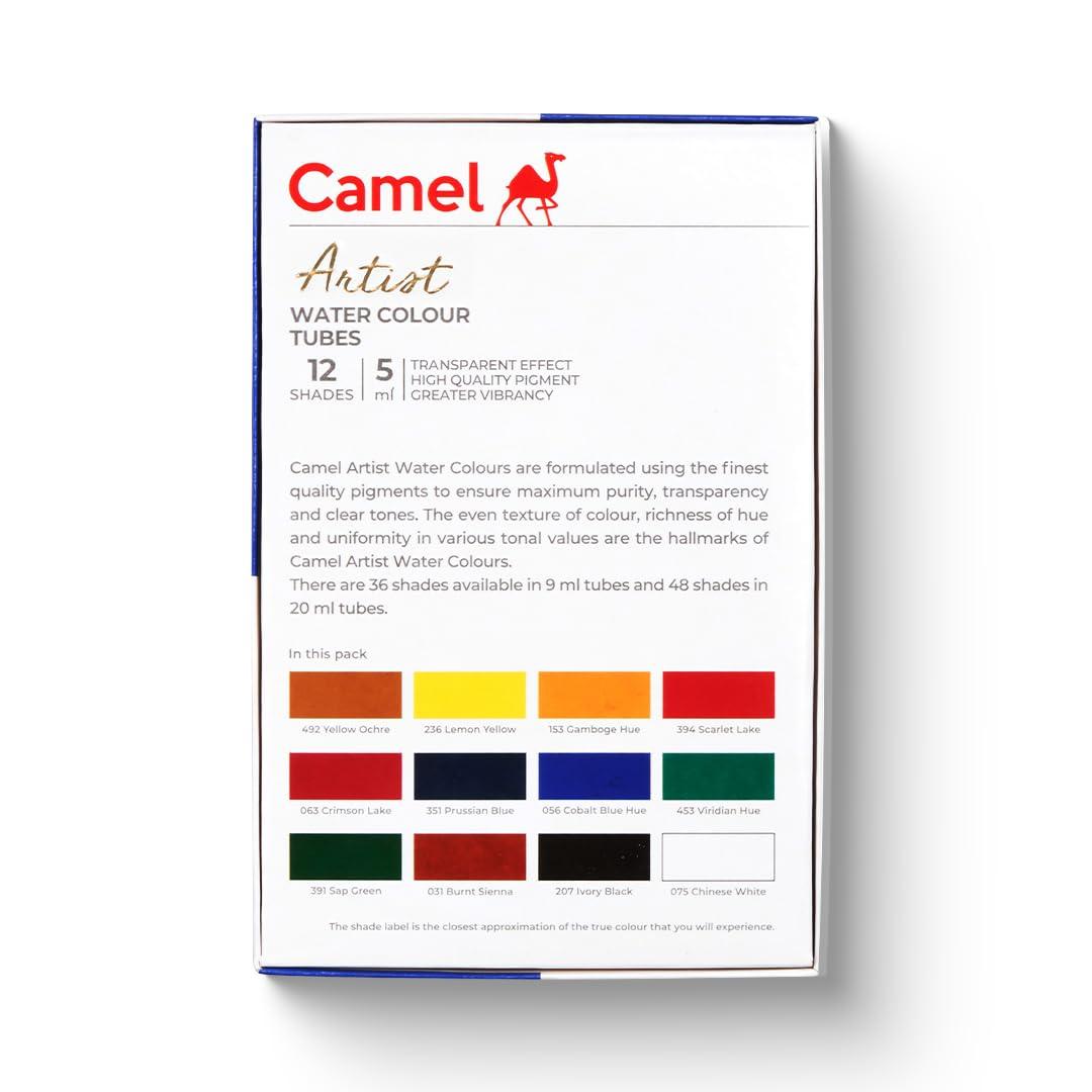 Camel Artist Water Colours | 5 ml × 12 Shades High Vibrancy Paint Set