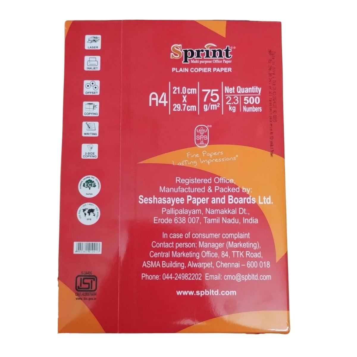 SPB Sprint A4 Copier Paper – 75 GSM, 500 Sheets (1 Ream, White)