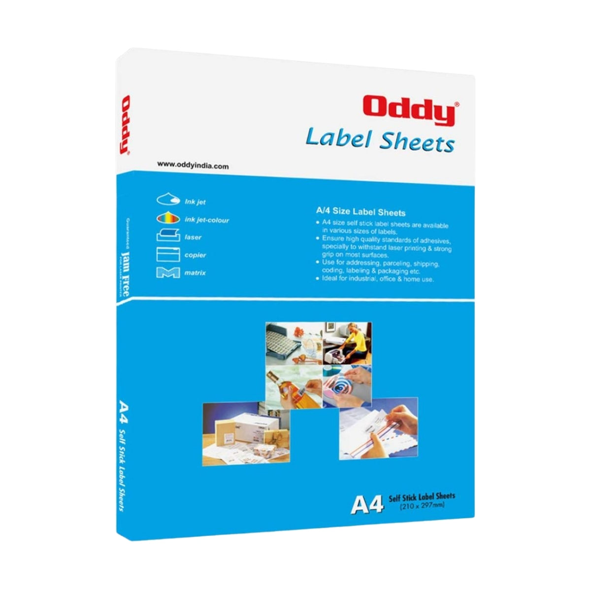 Oddy A4 Label Stickers | 1 Label per Sheet, 100 Sheets for Laser & Inkjet
