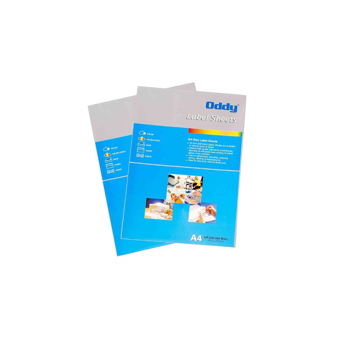 Oddy A4 Label Stickers | 1 Label per Sheet, 100 Sheets for Laser & Inkjet