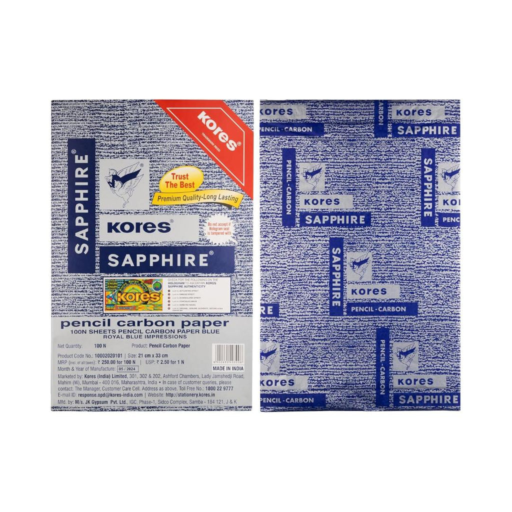 Kores Carbon Paper | Sapphire Blue A4, 100 Sheets Reusable for Pen & Pencil