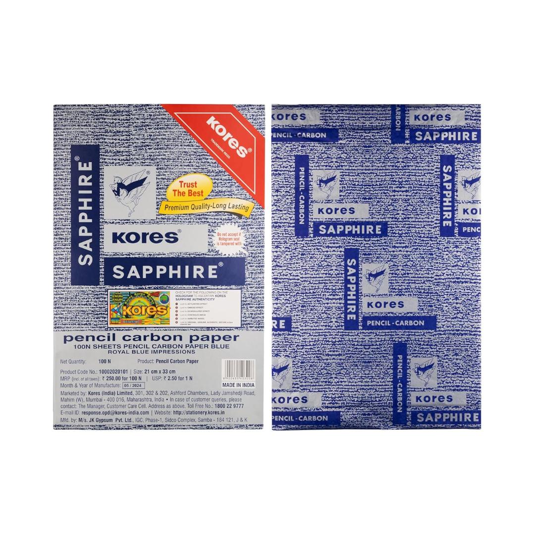 Kores Carbon Paper | Sapphire Blue A4, 100 Sheets Reusable for Pen & Pencil