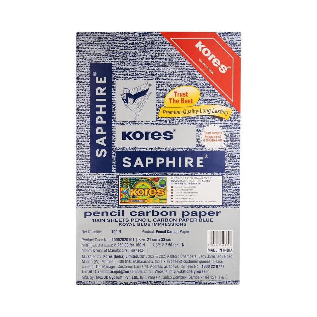 Kores Carbon Paper | Sapphire Blue A4, 100 Sheets Reusable for Pen & Pencil