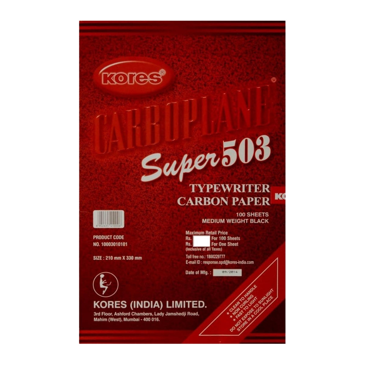 Kores Black Carbon Paper | A4 Size, 100 Sheets for Clear Duplicate Writing