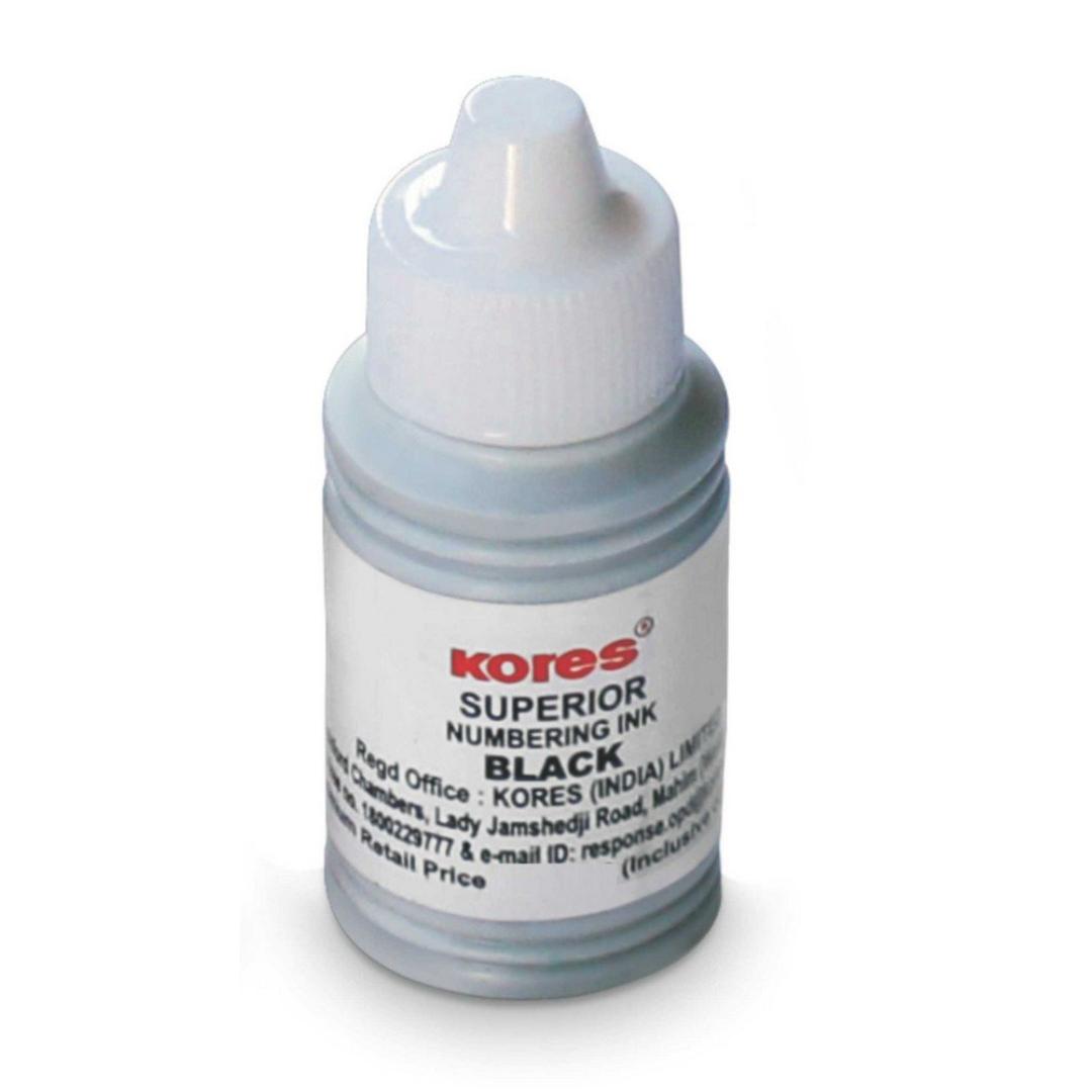 Kores Numbering Ink | Non-Fading Black Ink for Stamps & Machines(Pack of 10)