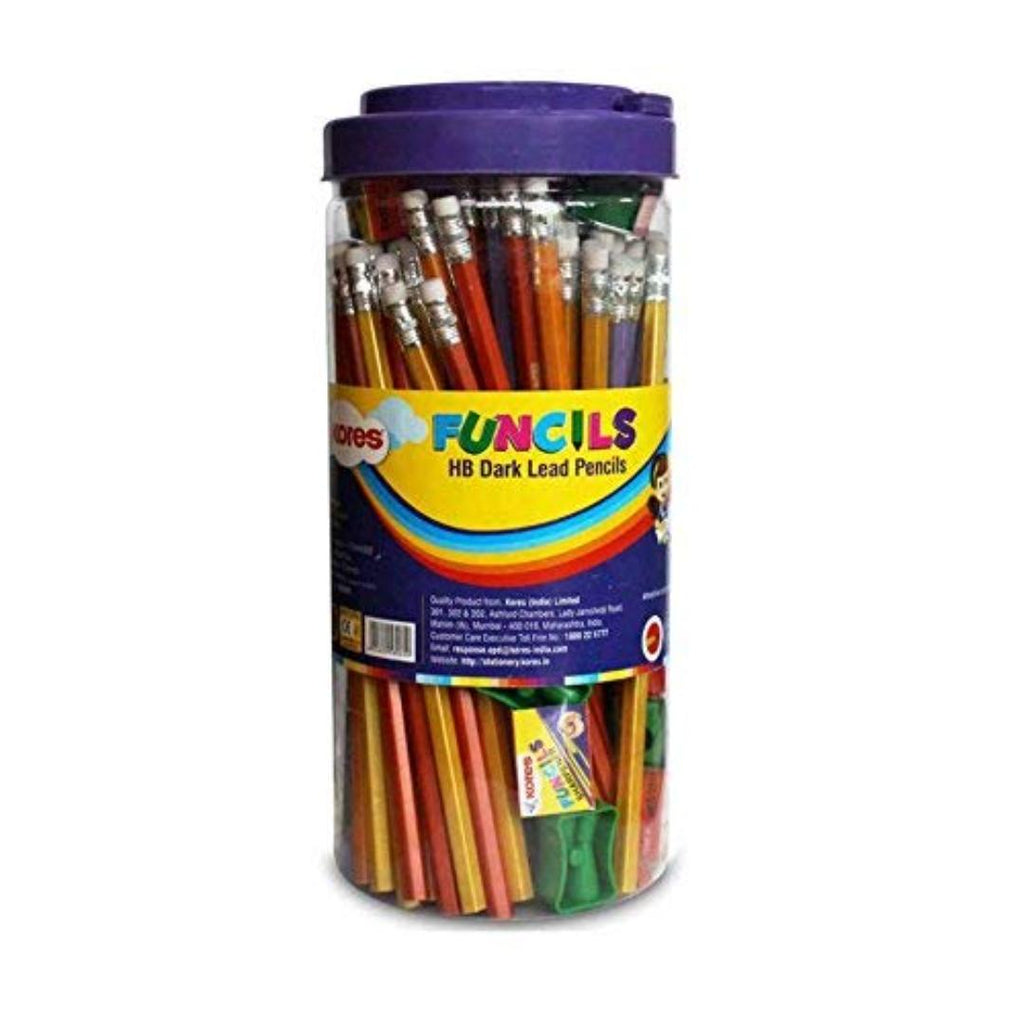 Kores Funcils HB Dark Lead Pencils | 100 Pencil Jar with 10 Free Sharpeners