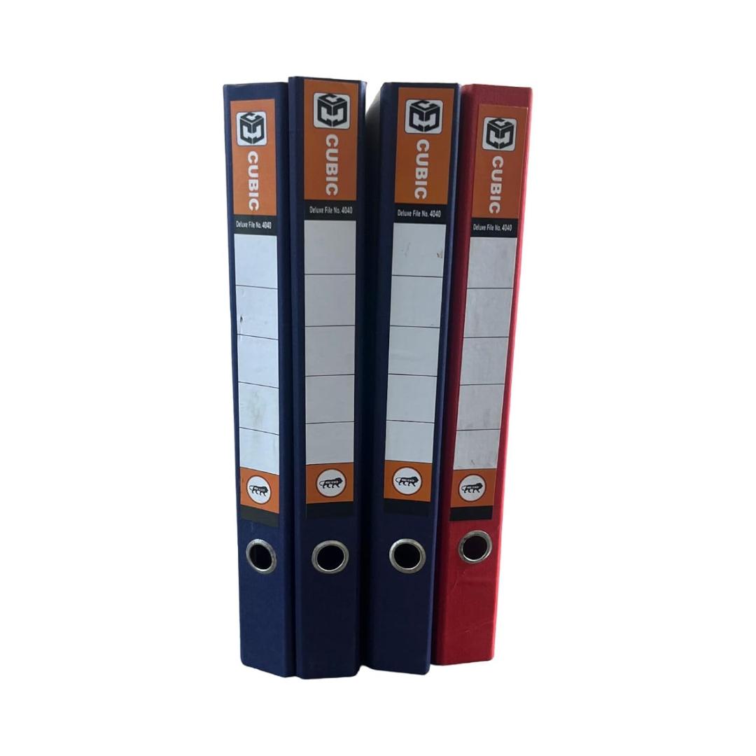 Cubic Deluxe Spring File A4 Size | Durable Paper Files | Set of 4 Multicolor