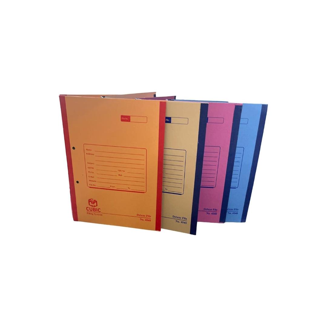 Cubic Deluxe Spring File A4 Size | Durable Paper Files | Set of 4 Multicolor