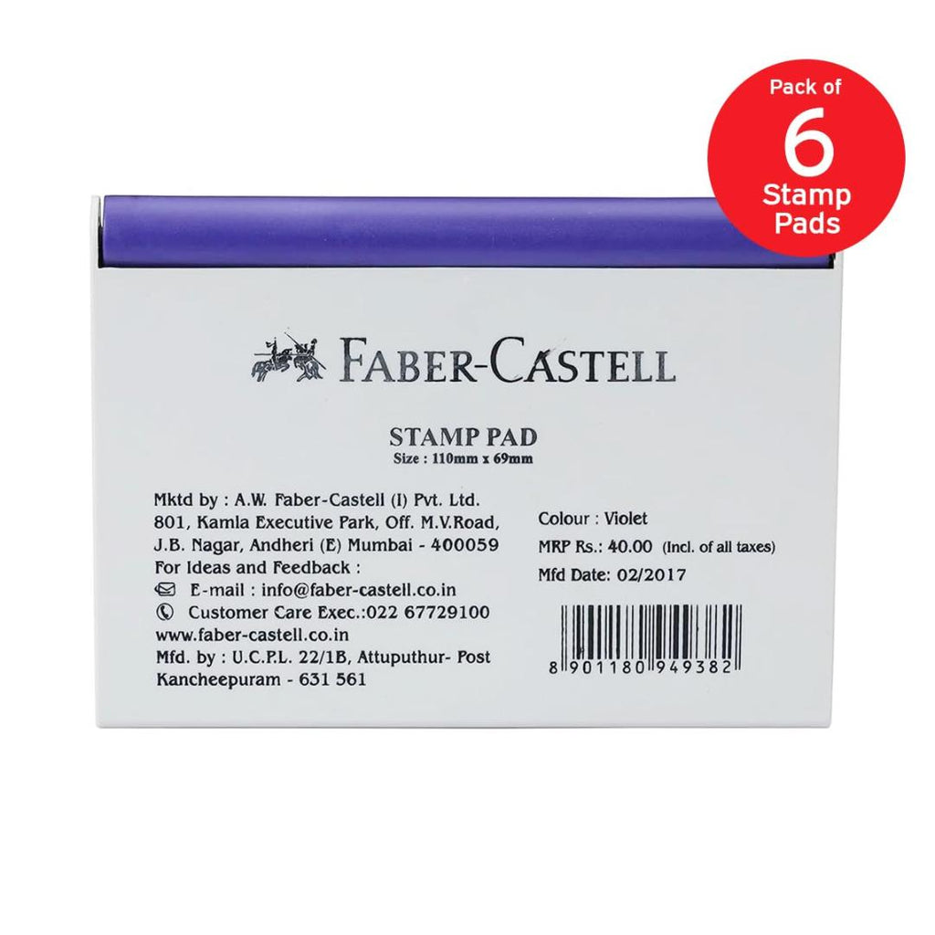 Faber-Castell Stamp Pad Violet | Durable Plastic Case | Pack of 6