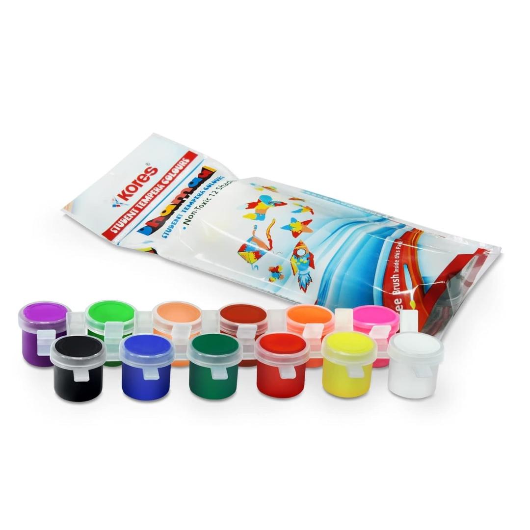 Kores Kool Toolz Dhamaal Student Tempera Colours | 12 Shades | Pack of 5