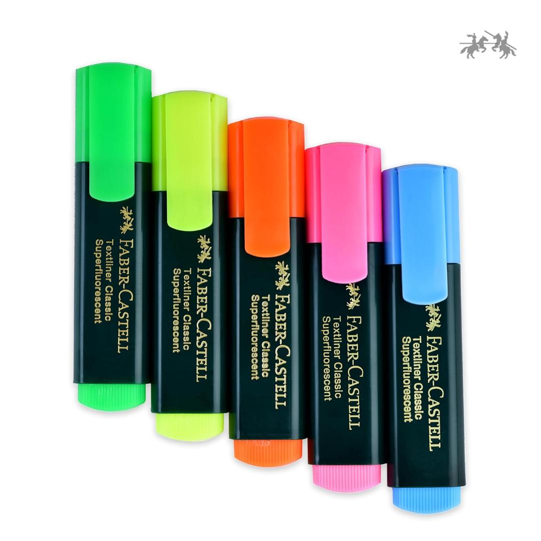 Faber-Castell Textliner Pen Set | Pack of 5 | Refillable Highlighters