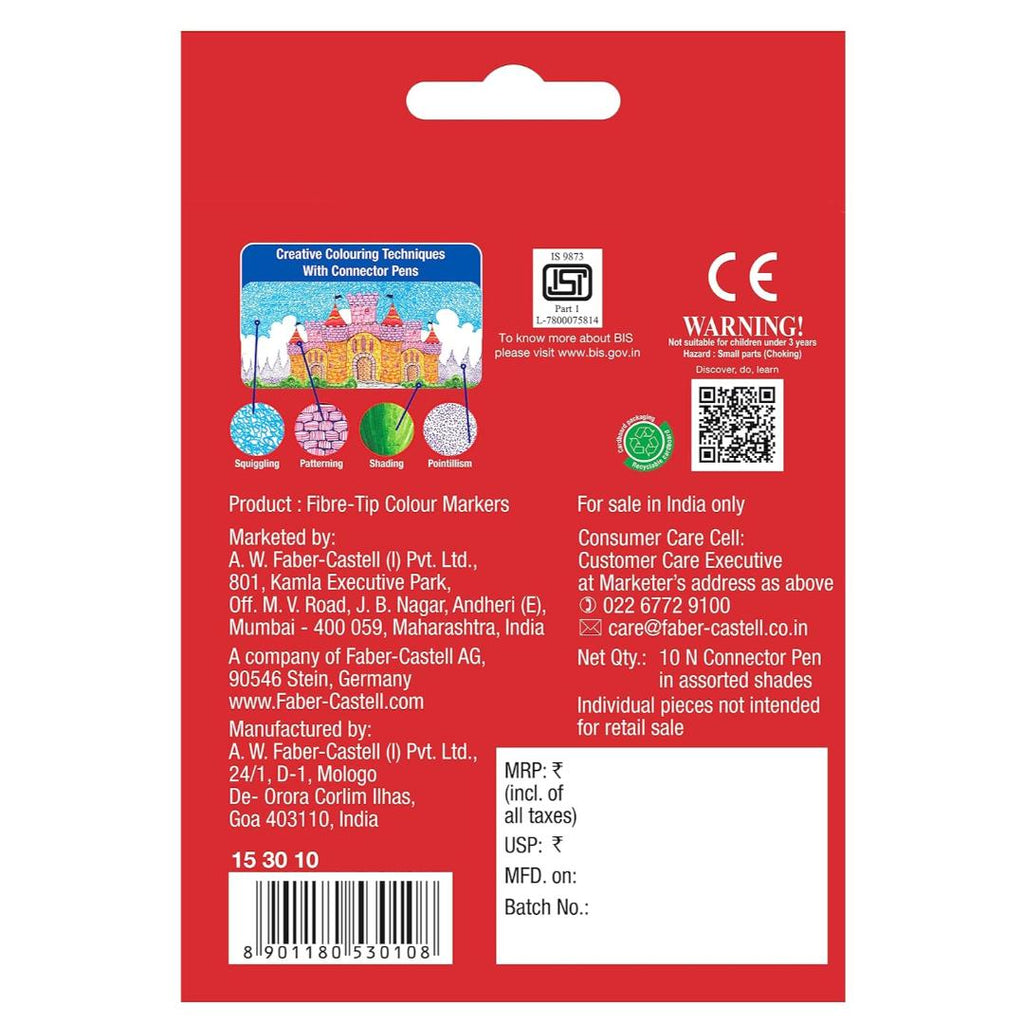 Faber-Castell Connector Pen Set – Assorted Colours (Pack of 10 & 15)