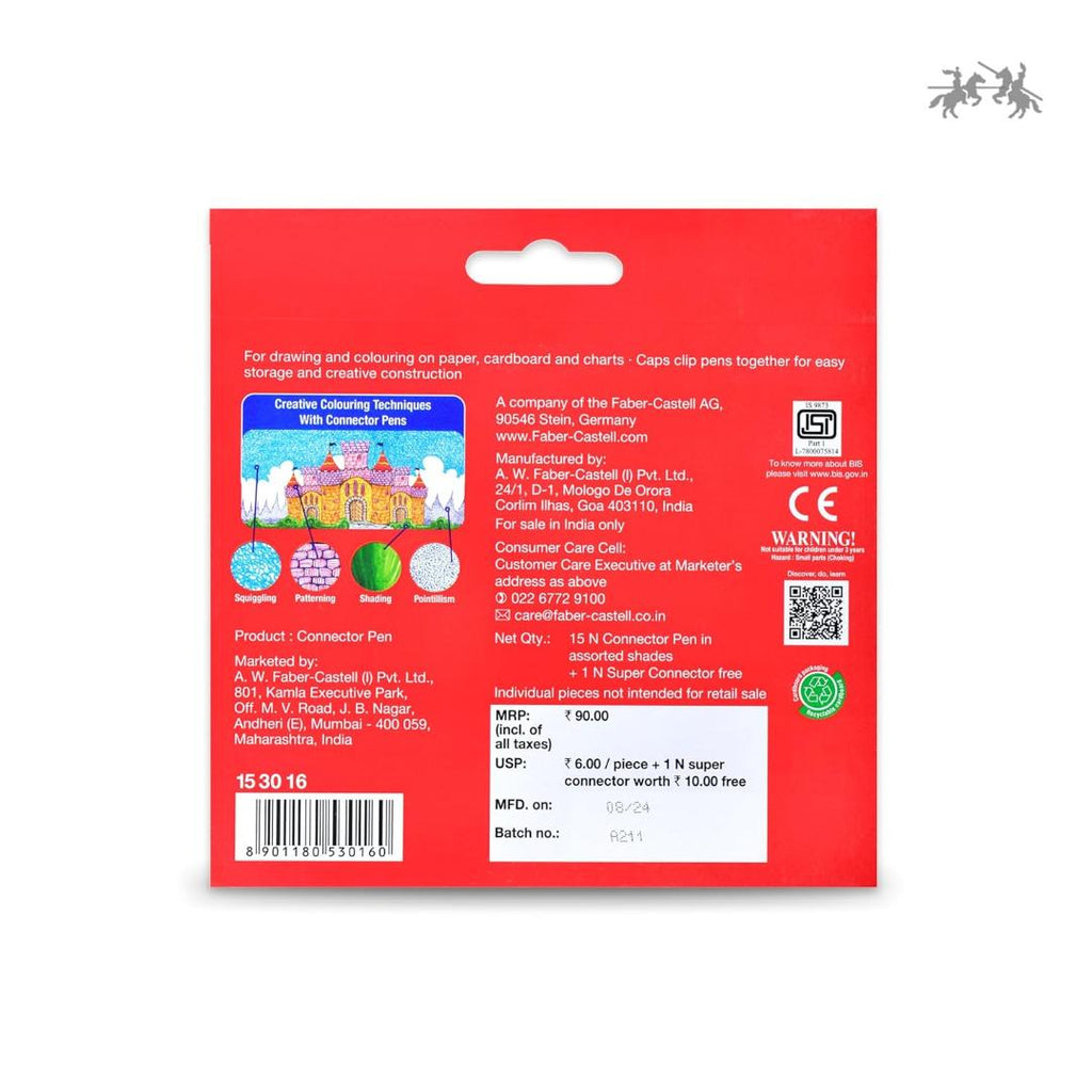 Faber-Castell Connector Pen Set – Assorted Colours (Pack of 10 & 15)
