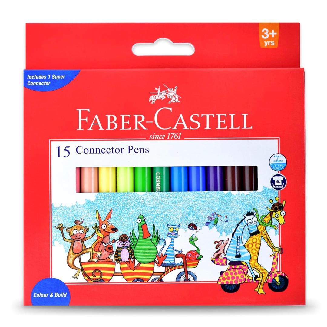 Faber-Castell Connector Pen Set – Assorted Colours (Pack of 10 & 15)