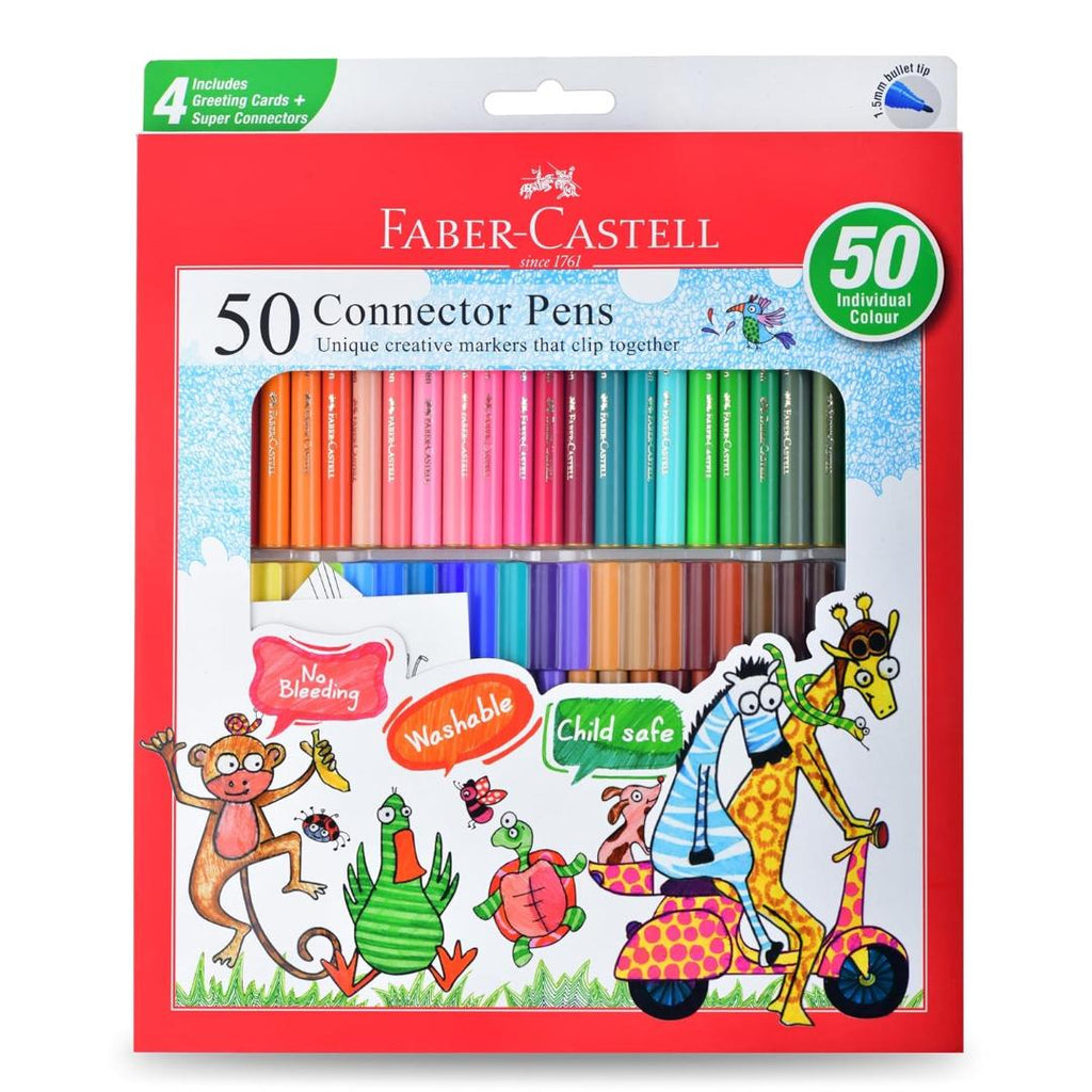 Faber-Castell Connector Pen Set – Washable, Bright Colours | Child-Safe Art Pens