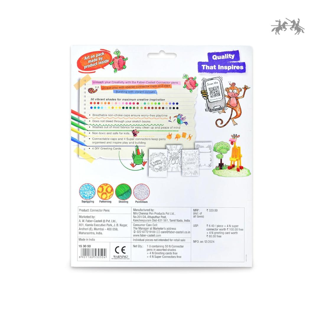 Faber-Castell Connector Pen Set – Washable, Bright Colours | Child-Safe Art Pens
