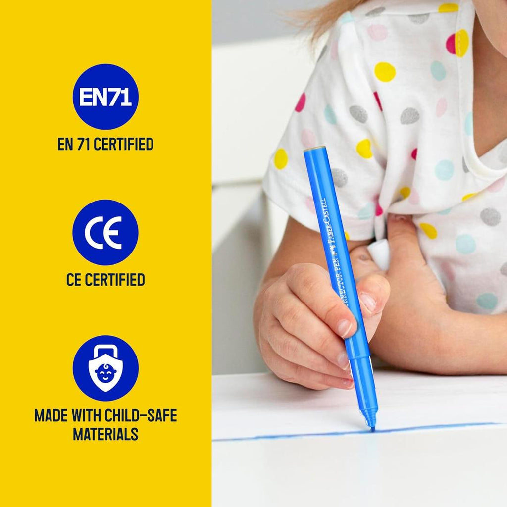 Faber-Castell Connector Pen Set – Washable, Bright Colours | Child-Safe Art Pens
