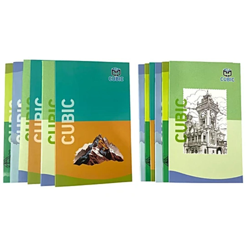 Cubic Long Notebook Combo | 12 Pcs | Ruled & Unruled | 80–160 Pages
